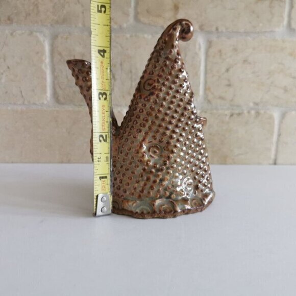 Handmade Pottery Whatsit Vase, Spotted Creative Unusual Decor Signed Brown Ceram - Picture 8 of 8
